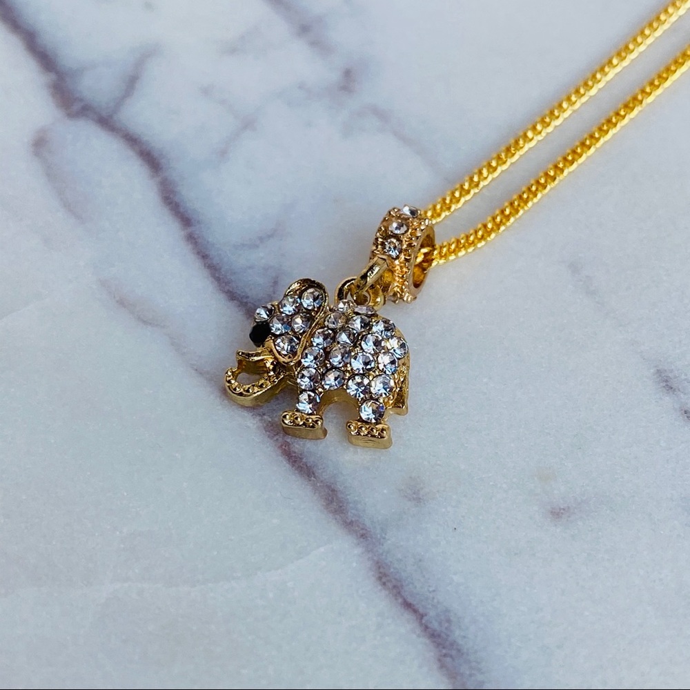 Elephant charm Pendant Gold Chain Necklace